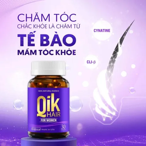 Viên Uống Qik Hair Kích Thích Mọc Tóc Cho Nữ Giúp Tóc Chắc Khỏe Chiết Xuất Từ Thiên Nhiên Chính Hãng