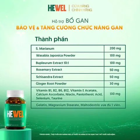 Viên Uống Thải Độc Gan Hewel Chính Hãng Hỗ Trợ Bổ Gan Và Tăng Cường Chức Năng Gan Hộp 30 Viên