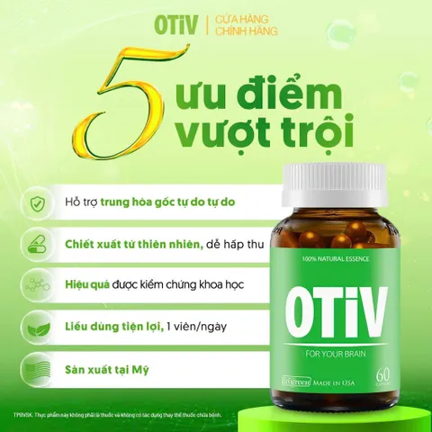 Viên Uống Bổ Não OTIV Ecogreen Giảm Đau Đầu, Mất Ngủ, Tăng Trí Nhớ & Hoạt Huyết Não