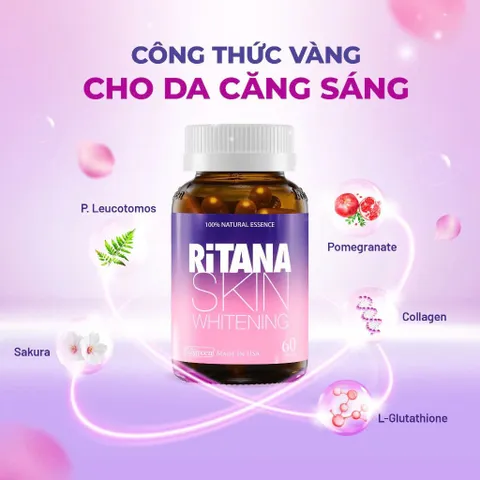 Chai 60v – Viên Uống Trắng Da Ritana Ecogreen Glutathione, Mờ Nám, Chống Nắng