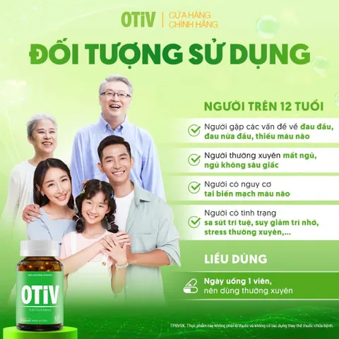 Viên Uống Bổ Não OTIV Ecogreen Giảm Đau Đầu, Mất Ngủ, Tăng Trí Nhớ & Hoạt Huyết Não