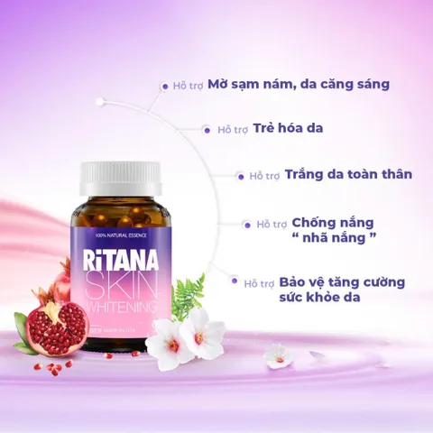 Chai 60v – Viên Uống Trắng Da Ritana Ecogreen Glutathione, Mờ Nám, Chống Nắng