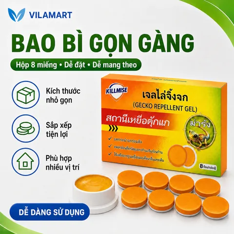 Viên Xua Đuổi Thằn Lằn, Thạch Sùng, Tắc Kè KILLMISE Thái Lan – Hộp 8 Viên, Tiện Dùng Trong Nhà