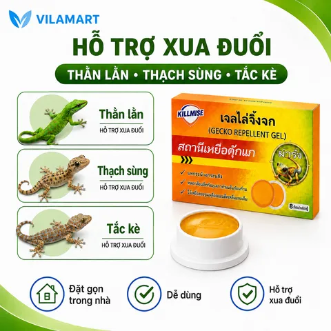 Viên Xua Đuổi Thằn Lằn, Thạch Sùng, Tắc Kè KILLMISE Thái Lan – Hộp 8 Viên, Tiện Dùng Trong Nhà