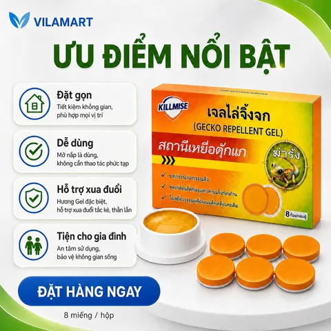 Viên Xua Đuổi Thằn Lằn, Thạch Sùng, Tắc Kè KILLMISE Thái Lan – Hộp 8 Viên, Tiện Dùng Trong Nhà