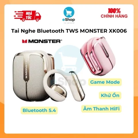 Tai Nghe Bluetooth TWS MONSTER XK006 - Tai Nghe Thể Thao Treo Vành Tai Âm Thanh HiFi, Cuộc Gọi HD
