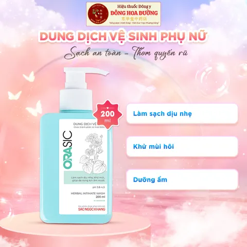 Dung Dịch Vệ Sinh Phụ Nữ Orasic (Chai 200ml) Làm sạch dịu nhẹ, khử mùi, dưỡng ẩm, giảm khô rát, chăm sóc vùng kín