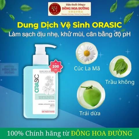 Dung Dịch Vệ Sinh Phụ Nữ Orasic (Chai 200ml) Làm sạch dịu nhẹ, khử mùi, dưỡng ẩm, giảm khô rát, chăm sóc vùng kín