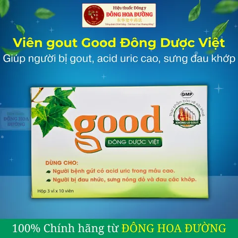 Viên uống gout GOOD ĐÔNG DƯỢC VIỆT (hộp 30 viên) - Giảm acid uric trong máu, người bị gout sưng nóng đỏ đau khớp