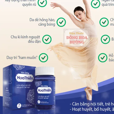 Viên uống Hoa Thiên (Hộp 30 viên) Đẹp da sáng mịn, bổ sung Collagen, giảm khô sạm, ngừa lão hóa, hỗ trợ tóc móng khỏe