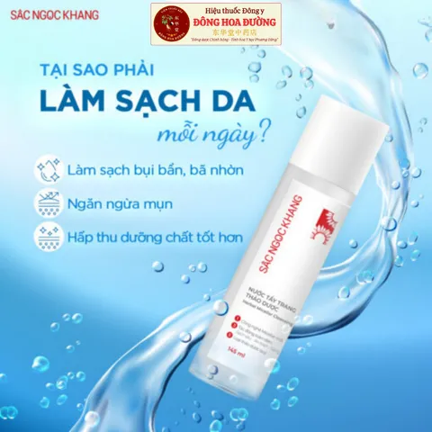 Combo Nước Tẩy Trang + Nước Hoa Hồng Thảo Dược Sắc Ngọc Khang (145ml + 145ml) Làm sạch sâu, cân bằng da, dưỡng ẩm