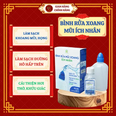 BÌNH XỊT RỬA XOANG MŨI ÍCH NHÂN (01 bình + 30 viên muối y tế) - Giúp làm sạch khoang mũi, họng, đường hô hấp trên - ĐHĐ