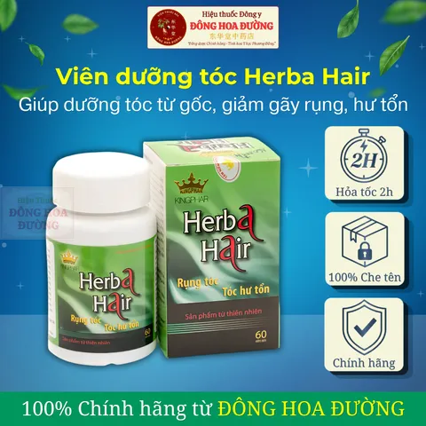 Viên uống dưỡng tóc HERBA HAIR KINGPHAR (hộp 60 viên) - Giúp làm đen, chắc tóc; Giảm gãy rụng tóc; Kích thích mọc tóc