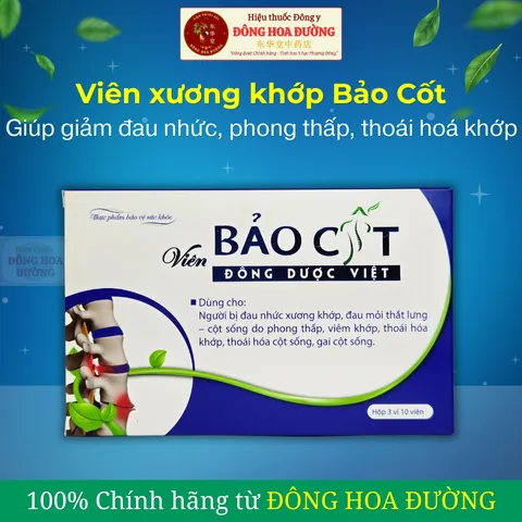 Viên uống Bảo Cốt Đông Dược Việt (Hộp 30 viên) Giảm đau mỏi xương khớp, mạnh gân cốt, lưu thông khí huyết, đau lưng