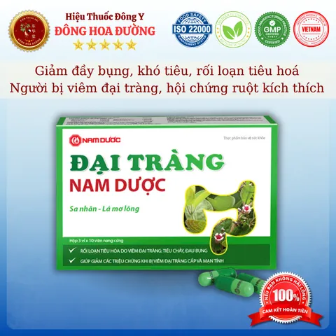 ĐẠI TRÀNG NAM DƯỢC (hộp 30 viên) - Giảm đầy bụng, khó tiêu, rối loạn tiêu hóa; Người viêm đại tràng - ĐÔNG HOA ĐƯỜNG