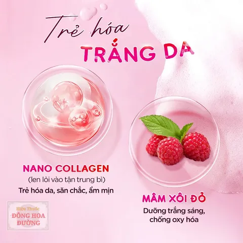 Sữa tắm chức năng Nano Collagen Sắc Ngọc Khang (Chai 500g) Làm sạch da, dưỡng ẩm mềm mịn, sáng da, hương Cherry Blossom