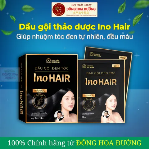 Dầu gội đen tóc thảo dược INO HAIR (hộp 2 gói) - Dầu gội giúp tóc đen tự nhiên; Phục hồi và nuôi dưỡng giúp tóc bóng kho