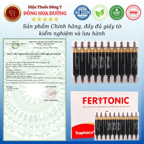 FERITONIC (hộp 20 ống) - Bổ sung sắt và hỗ trợ tái tạo hồng cầu; Người thiếu máu thiếu, phụ nữ mang thai, gầy yếu