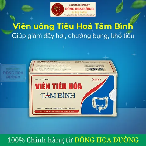 VIÊN TIÊU HÓA TÂM BÌNH (hộp 36 viên) - Giúp giảm đầy hơi, chướng bụng, khó tiêu; Bị rối loạn tiêu hóa - ĐÔNG HOA ĐƯỜNG