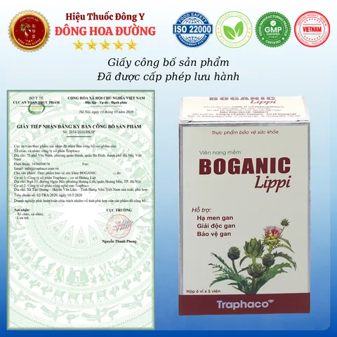 Viên bổ gan BOGANIC LIPPI (hộp 30 viên) - Giúp giải độc gan, người dị ứng, mẩn ngứa, mỡ trong máu cao - ĐÔNG HOA ĐƯỜNG
