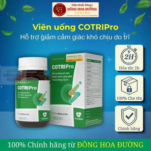 Viên uống CotriPro (Lọ 80 viên) Hỗ trợ tăng sức bền thành mạch, hỗ trợ giảm cảm giác khó chịu do trĩ