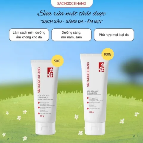Sữa rửa mặt thảo dược Sắc Ngọc Khang (Tuýp 50g/100g) Làm sạch dịu nhẹ, dưỡng ẩm da, sáng da, giảm xỉn màu