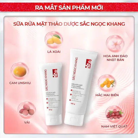 Sữa rửa mặt thảo dược Sắc Ngọc Khang (Tuýp 50g/100g) Làm sạch dịu nhẹ, dưỡng ẩm da, sáng da, giảm xỉn màu