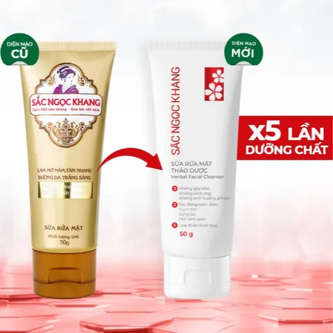 Sữa rửa mặt thảo dược Sắc Ngọc Khang (Tuýp 50g/100g) Làm sạch dịu nhẹ, dưỡng ẩm da, sáng da, giảm xỉn màu