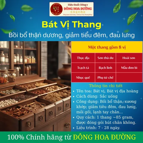 [SẮC UỐNG] BÁT VỊ THANG - 8 vị thảo dược hỗ trợ bồi bổ thận dương, giảm đau lưng, mỏi gối, tiểu đêm, tay chân lạnh