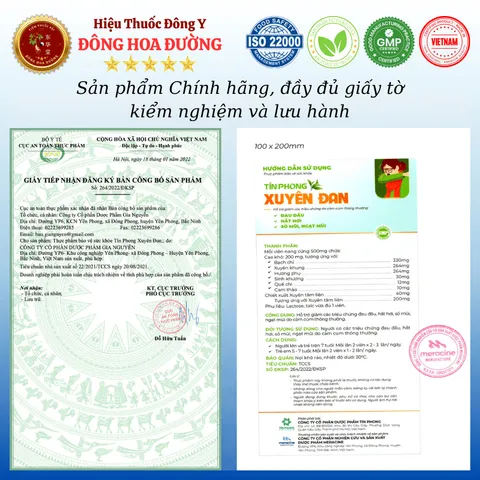 TÍN PHONG XUYÊN ĐAN (hộp 30 viên) - Giúp giảm đau đầu, hắt hơi, sổ mũi, ngạt mũi; Người bị cảm cúm - ĐÔNG HOA ĐƯỜNG