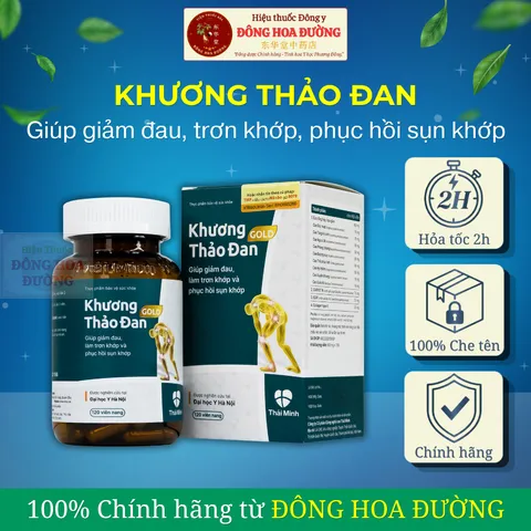Viên uống Khương Thảo Đan Gold (Hộp 120 viên) Hỗ trợ xương khớp, hỗ trợ làm trơn khớp, hỗ trợ sụn khớp, hỗ trợ vận động