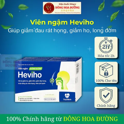 Viên ngậm Heviho (Hộp 24 viên) Hỗ trợ giảm ho, hỗ trợ giảm đờm, hỗ trợ làm dịu họng, hỗ trợ giảm khản tiếng
