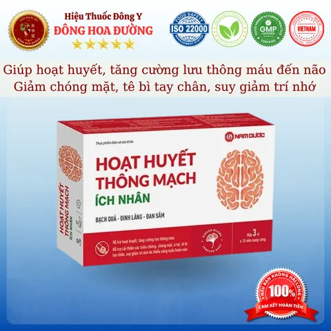 HOẠT HUYẾT THÔNG MẠCH ÍCH NHÂN (hộp 30 viên) - Giúp giảm chóng mặt, tê bì tay chân, suy giảm trí nhớ - ĐÔNG HOA ĐƯỜNG