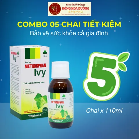 Siro uống giảm ho Methorphan Ivy (chai 110ml) - Giúp giảm ho khan do kích ứng, co thắt phế quản; Hỗ trợ làm sạch hô hấp