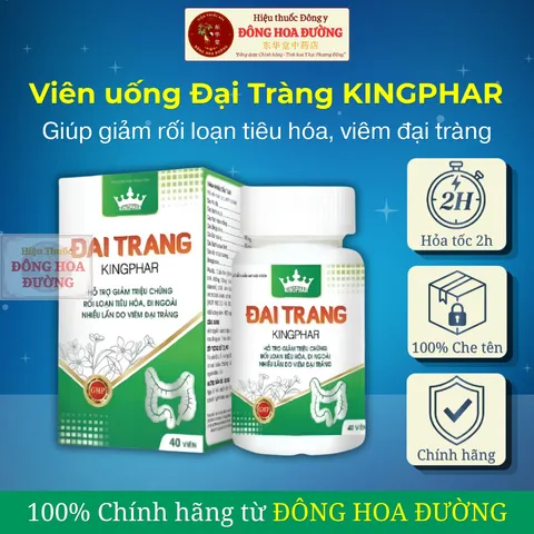 Viên uống ĐẠI TRÀNG KINGPHAR (hộp 40 viên) - Giảm viêm đại tràng, đi ngoài nhiều lần; Ổn định hệ tiêu hoá ĐÔNG HOA ĐƯỜNG
