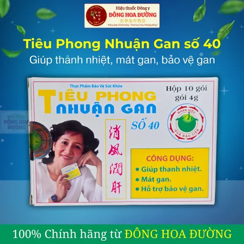 TIÊU PHONG NHUẬN GAN số 40 (hộp 10 gói x 4g) - Giúp thanh nhiệt, mát gan; Giảm mụn nhọt, mẩn ngứa, mề đay, kém ăn