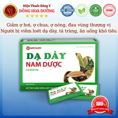 DẠ DÀY NAM DƯỢC (hộp 12 gói x 8g) - Giúp giảm ợ hơi, ợ chua, ợ nóng; Người bị viêm loét dạ dày, khó tiêu ĐÔNG HOA ĐƯỜNG