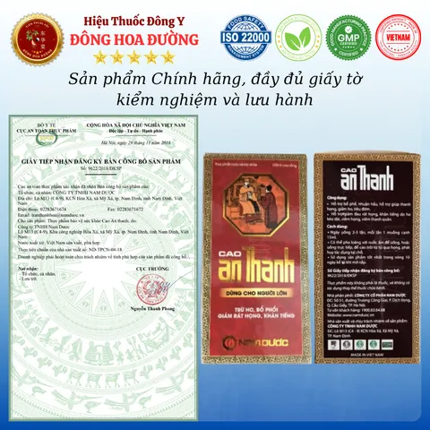 CAO AN THANH (chai 100ml) - Giúp bổ phổi, giảm ho, dịu cổ, thanh giọng; Phòng viêm họng, khản tiếng - ĐÔNG HOA ĐƯỜNG