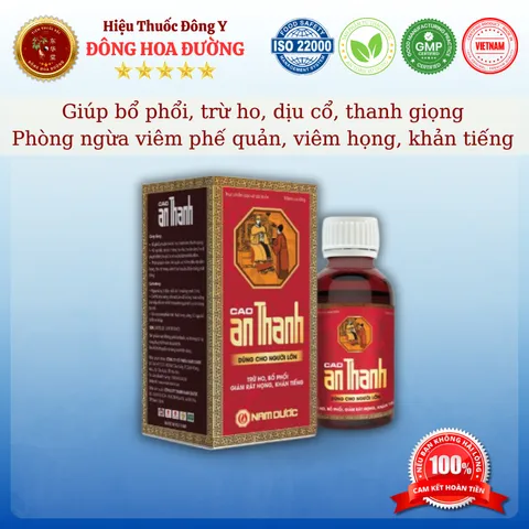 CAO AN THANH (chai 100ml) - Giúp bổ phổi, giảm ho, dịu cổ, thanh giọng; Phòng viêm họng, khản tiếng - ĐÔNG HOA ĐƯỜNG
