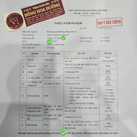 ĐƯƠNG QUY (Phiến) - 100g Hàng loại 1, Nguyên lát, Không vụn (Có Giấy Kiểm Nghiệm) - DƯỢC LIỆU ĐÔNG HOA
