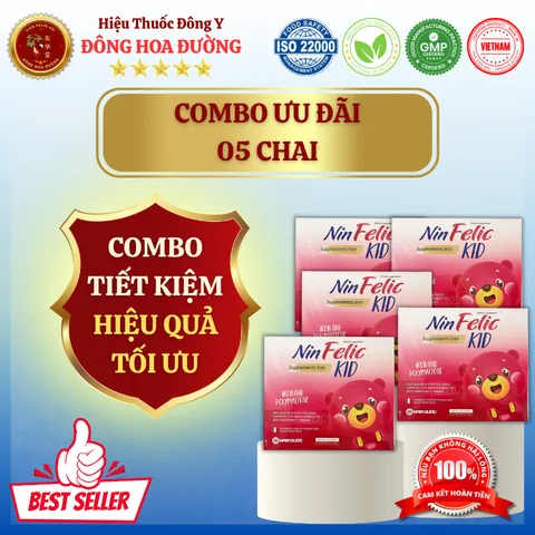 NinFelic KID (hộp 20 ống) - Giúp trẻ bổ sung sắt cho cơ thể, ngừa thiếu máu thiếu sắt trẻ từ 2 tuổi - ĐÔNG HOA ĐƯỜNG