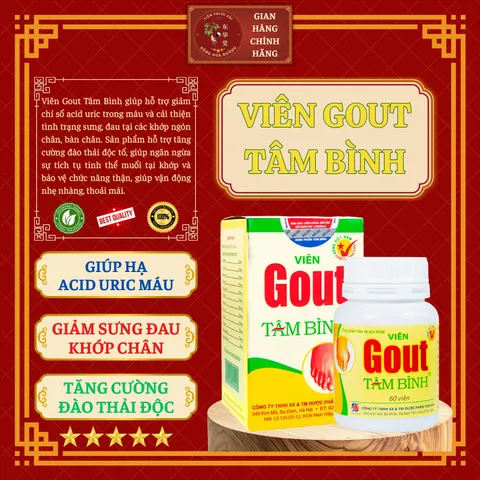 VIÊN GOUT TÂM BÌNH (hộp 60 viên) - Giúp hạ acid uric máu; GIảm sưng đau khớp chân; Tăng cường đào thải độc
