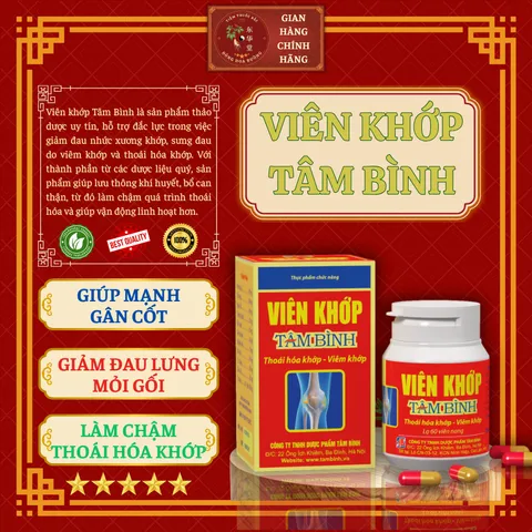 VIÊN KHỚP TÂM BÌNH (hộp 60 viên) - Giúp mạnh gân cốt; Giảm đau lưng mỏi gối; Làm chậm thoái hoá khớp - ĐÔNG HOA