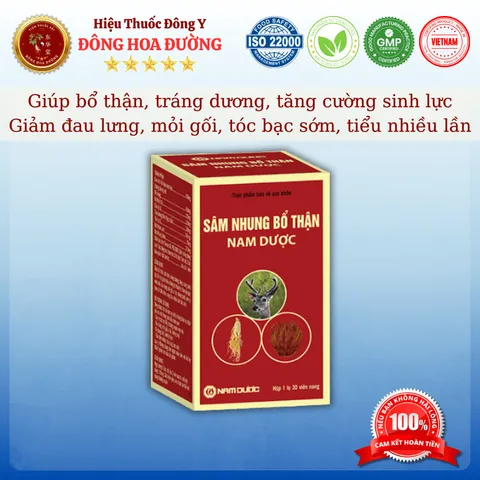 SÂM NHUNG BỔ THẬN NAM DƯỢC (hộp 30 viên) - Giúp bổ thận, tăng cường sinh lực; Giảm đau lưng, mỏi gối - ĐÔNG HOA ĐƯỜNG
