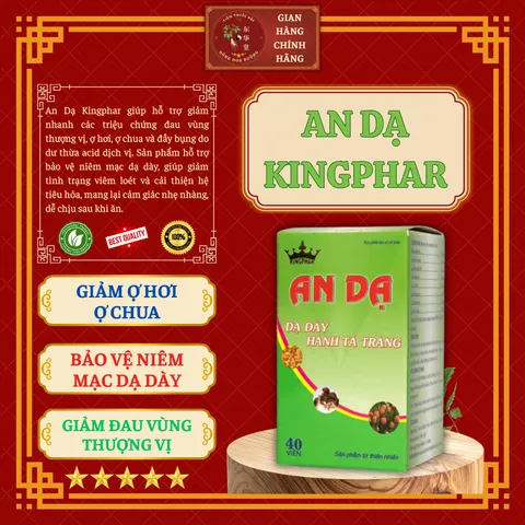 AN DẠ KINGPHAR (hộp 40 viên) - Giảm ợ hơi, ợ chua; Bảo vệ niêm mạc dạ dày; Giảm đau vùng thượng vị - ĐÔNG HOA ĐƯỜNG