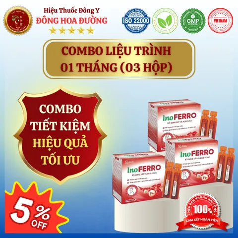 INO FERRO (hộp 20 ống) - Giúp bổ sung sắt và Acid folic, giảm tình trạng thiếu máu thiếu sắt - ĐÔNG HOA ĐƯỜNG