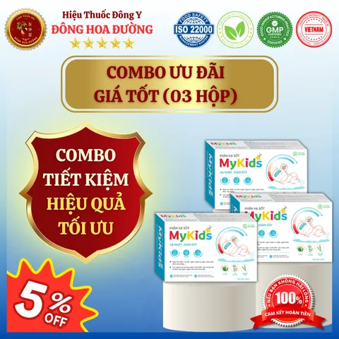KHĂN HẠ SỐT MYKIDS (hộp 20 miếng) - Khăn lau chườm giúp bé hạ nhiệt, dịu mát da, giảm sốt, hăm ngứa - ĐÔNG HOA ĐƯỜNG