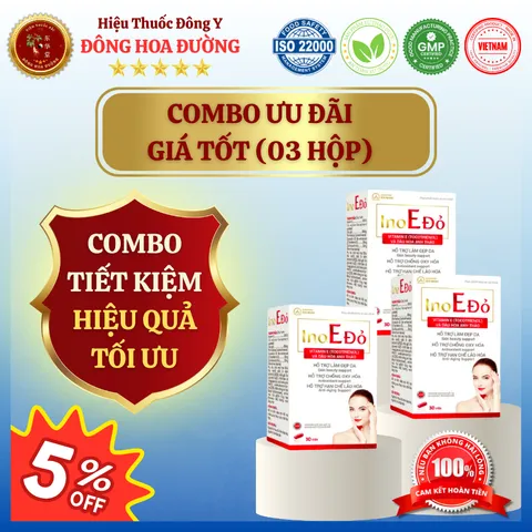 INO E ĐỎ (hộp 30 viên) - Bổ sung Vitamin E, dầu gấc, dầu hoa anh thảo giúp chống oxy hoá, ngừa lão hóa - ĐÔNG HOA ĐƯỜN