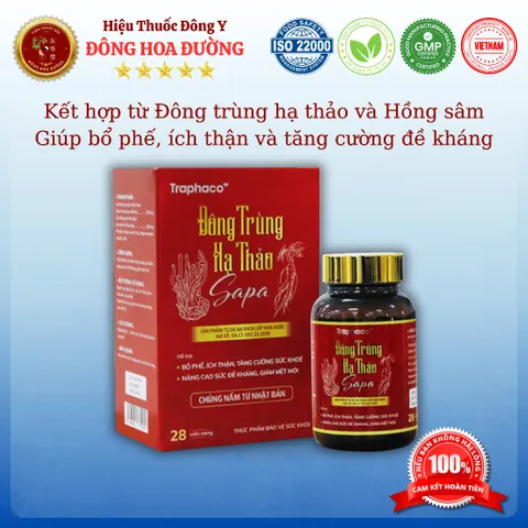 ĐÔNG TRÙNG HẠ THẢO SAPA (hộp 28 viên) - Giúp bổ phế, ích thận, tăng cường sức đề kháng cho người bị suy nhược cơ thể