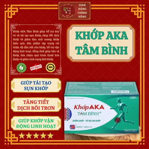 KHỚP AKA TÂM BÌNH (hộp 60 viên) - Giúp tái tạo sụn khớp; Tăng tiết dịch bôi trơn; Giúp khơp vận động linh hoạt